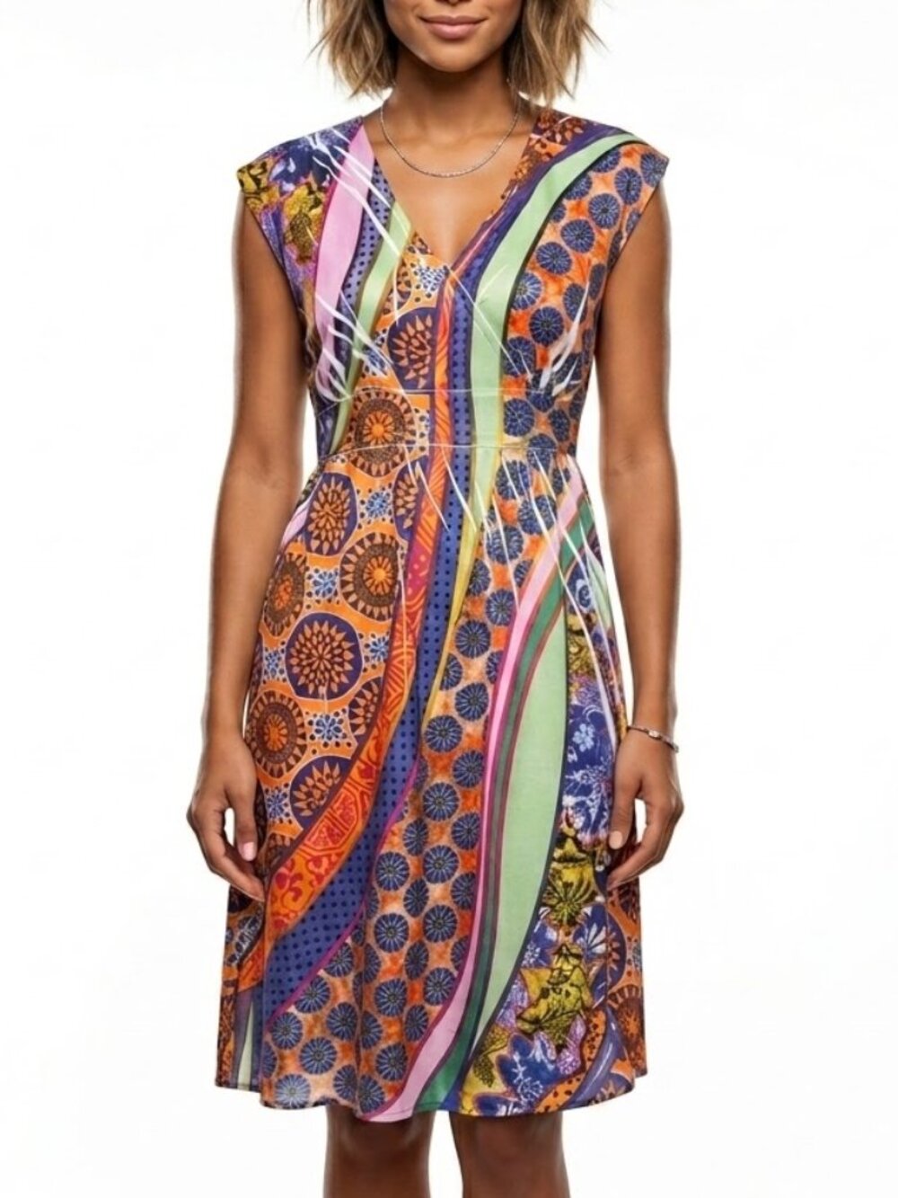 MISS TINA Psycho-Tropical Midaxi Geometric Avant-Garde Pop Art Dress Large